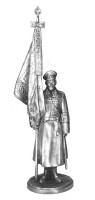 Оловянная миниатюра "Знаменосец-подпрапорщик 195-го пехотного Оровайского полка, 1916 год, Россия", 75 мм