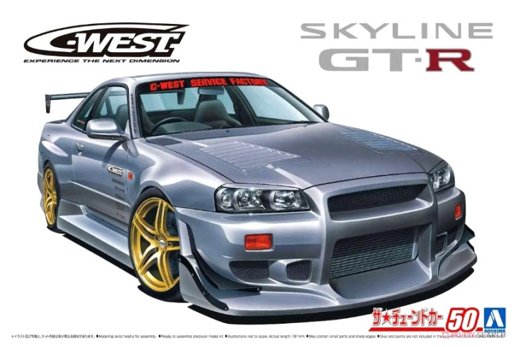 Сборная модель "Автомобиль C-WEST BNR34 Skyline GT-R, 2002 г. (Nissan)"   М 1/24