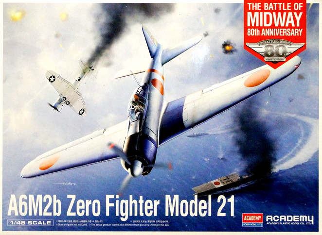 Сборная модель "Палубный истребитель "Mitsubishi A6M2b Zero Model 21". Битва у атолла Мидуэй.    М 1/48