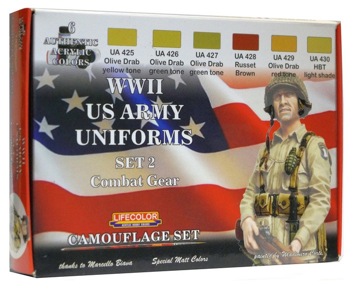 CS18 Lifecolor Набор красок для американской униформы №2 / WWII US Army Uniforms Colours Set 2