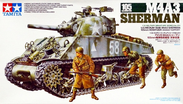 Сборная модель "Американский танк M4A3 Sherman с 105-мм пушкой"  М 1/35