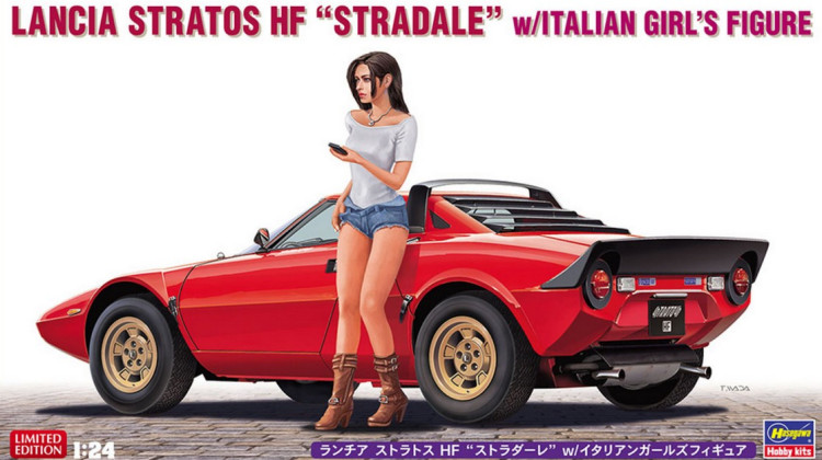 Сборная модель "Автомобиль LANCIA STRATOS HF "STRADALE" с фигуркой итальянской девушки" (ограниченная серия)  М 1/24