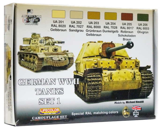 CS01 Lifecolor Набор красок для немецкой техники №1 / German WWII Tanks Set 1
