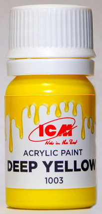 C1003 ICM Краска акриловая для творчества, цвет "Глубокий желтый" (Deep Yellow), 12 мл.