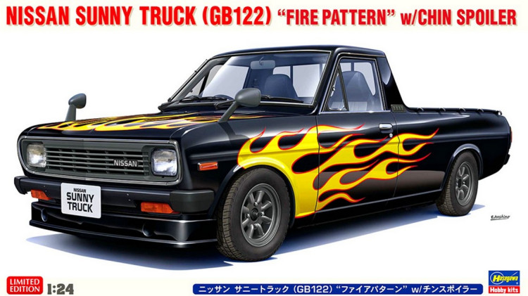 Сборная модель "Автомобиль  Nissan Sunny Truck (GB122) "Огненный узор" со спойлером" (ограниченный выпуск),  М 1/24