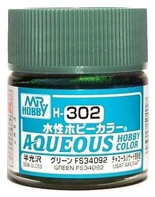 H302 Mr.Hobby Краска акриловая полуматовая "Зеленый FS34092" / Green FS34092, 10 мл. H302 Mr.Hobby Краска акриловая полуматовая "Зеленый FS34092" / Green FS34092, 10 мл.