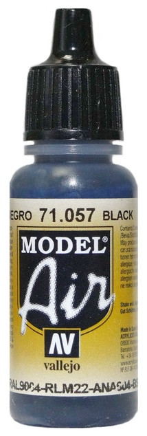 71057 Vallejo Model Air Краска "Чёрный", FS37038, RAL9004, RLM22, ANA604, BS642 / Black, 17 мл.
