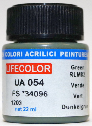 UA054 Lifecolor Краска "Германский тёмно-зеленый", Dunkelgrun, RLM82, FS34096, 22 мл.