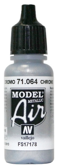 71064 Vallejo Model Air Краска "Хром", FS17178 / Chrome (Metallic), 17 мл.