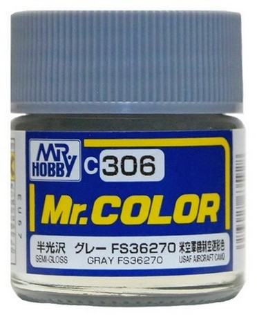 C306 Mr.Hobby Краска эмалевая полуглянцевая "Серый FS36270" / Gray FS36270, 10 мл.