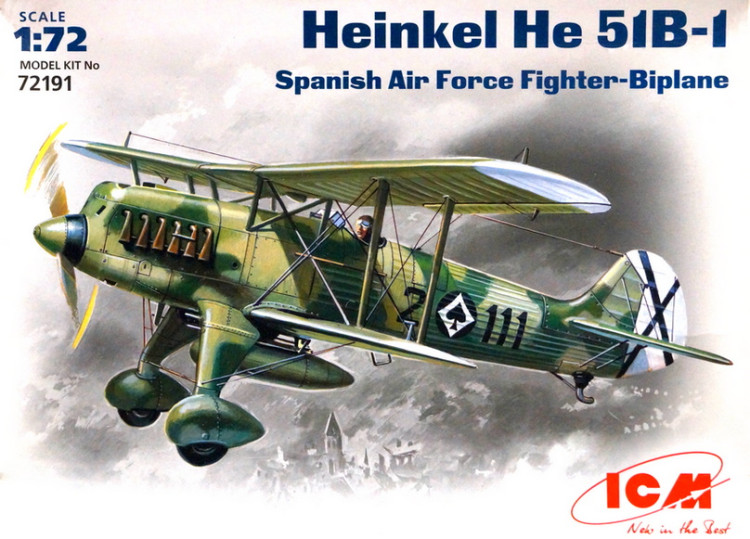 Сборная модель "Немецкий истребитель He-51B-1"  М 1/72
