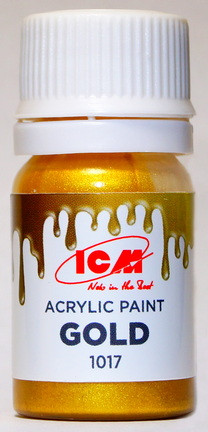 C1017 ICM Краска акриловая для творчества, цвет "Золото" (Gold), 12 мл.