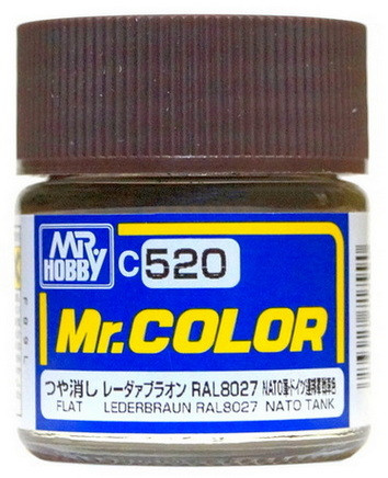 C520 Mr.Hobby Краска эмалевая матовая "NATO Коричневый" / RAL 8027 NATO Brown (Liderbraun), 10 мл.