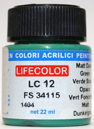 LC012 Lifecolor Краска "Тёмно-зелёный" / Dark Green, FS34115, 22 мл.