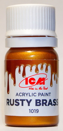 C1019 ICM Краска акриловая для творчества, цвет "Ржавая латунь" (Rusty Brass), 12 мл.