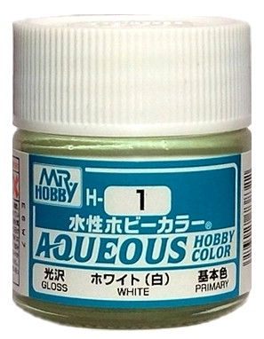 H  1 Mr.Hobby Краска акриловая глянцевая "Белый" / White, 10 мл.