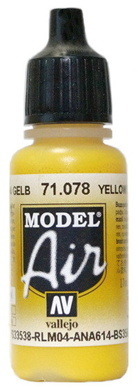 71078 Vallejo Model Air Краска "Жёлтый", FS33538, RLM04, ANA614, BS356 / Yellow, 17 мл.