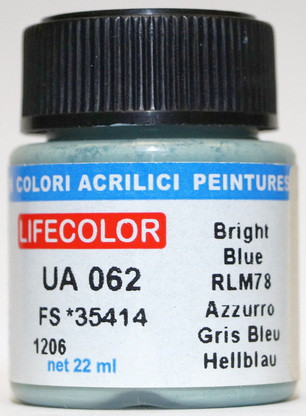 UA062 Lifecolor Краска "Германский светло-голубой" / Hellblau, RLM78, FS35414, 22 мл.