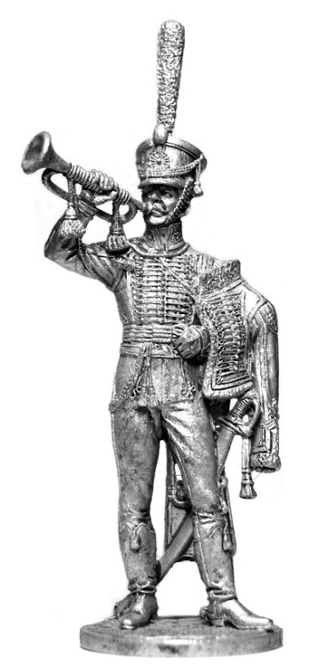 Оловянная миниатюра "Штаб-трубач Сумского гусарского полка. Россия, 1810-1814 годы"