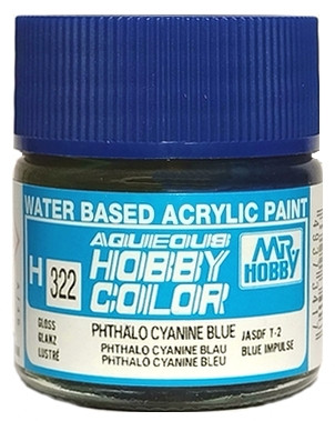 H322 Mr.Hobby Краска акриловая полуматовая "Фталоцианиновый синий" / Phthalo Cyanine Blue, 10 мл. H322 Mr.Hobby Краска акриловая полуматовая "Фталоцианиновый синий" / Phthalo Cyanine Blue, 10 мл.