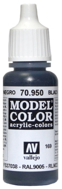 70950 Vallejo Краска акриловая "Чёрный" FS37038; RAL9005; RLM22 / Black, 17 мл.