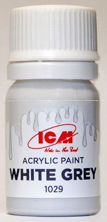 C1029 ICM Краска акриловая для творчества, цвет "Бело-серый" (White Grey), 12 мл.