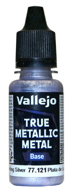77121 Vallejo True Metallic Metal (Base) Краска-металлик акриловая "Чистое серебро" / Sterling Silver, 18 мл.