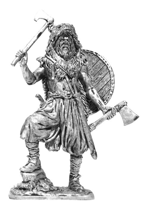 Оловянная миниатюра "Варяжский воин-берсерк"