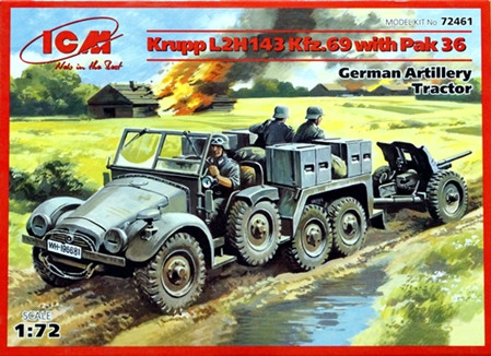 Сборная модель "Германский легкий тягач Krupp L2H143 Kfz.69 с пушкой PAK-36"    М 1/72