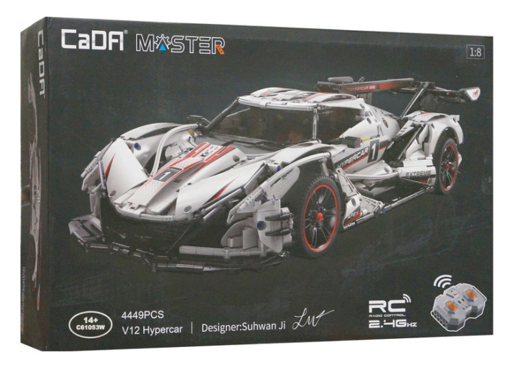 Конструктор CADA MASTER "Cпорткар V12 Hypercar", 4449 дет., М 1/8, на радиоуправлении