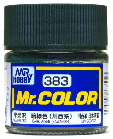 C383 Mr.Hobby Краска эмалевая полуматовая "Темно-зеленый Kawanishi" / Dark Green Kawanishi, 10 мл.