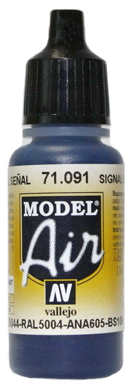 71091 Vallejo Model Air Краска "Сигнальный синий", FS35044, RAL5004, ANA605, BS106 / Signal Blue, 17 мл.
