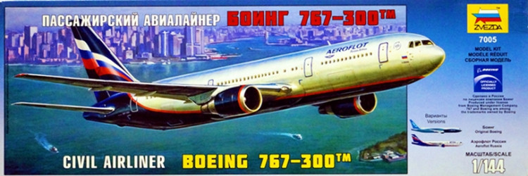 Сборная модель "Авиалайнер Боинг 767-300"  М 1/144