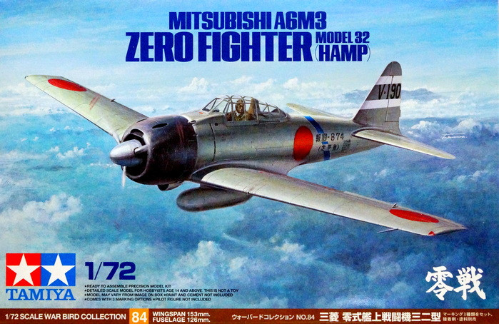 Сборная модель "Истребитель A6M3 "Zero" Model 32 (Hamp)" М 1/72