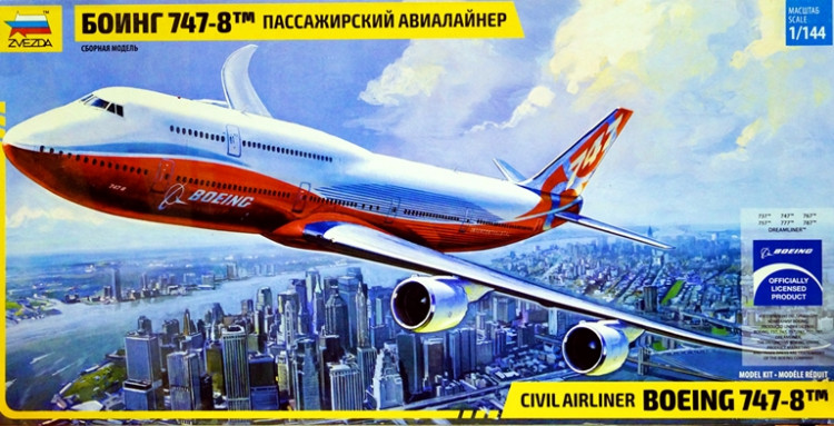 Сборная модель "Авиалайнер Боинг 747-8"   М 1/144