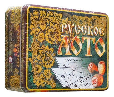 Настольная игра "Русское лото. Русские узоры" в жестяной коробке.