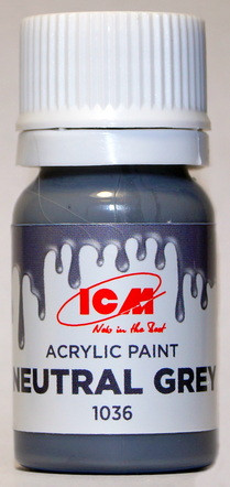 C1036 ICM Краска акриловая для творчества, цвет "Нейтрально-серый" (Neutral Grey), 12 мл.