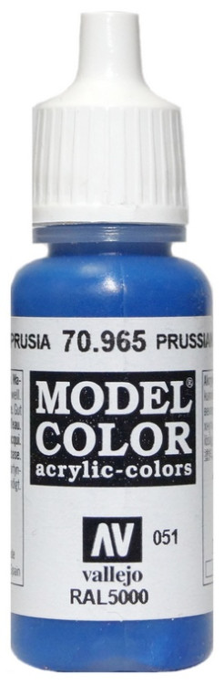 70965 Vallejo Краска акриловая "Прусский синий", RAL5000 / Prussian Blue, 17 мл.