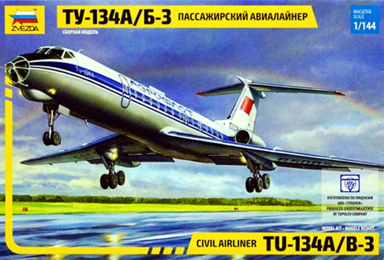Сборная модель "Авиалайнер Ту-134 А/Б-3"     М 1/144