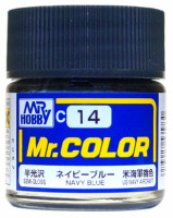 C 14 Mr.Hobby Краска эмалевая полуглянцевая "Морской синий" / NAVY Blue, 10 мл.
