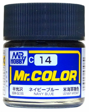 C 14 Mr.Hobby Краска эмалевая полуглянцевая "Морской синий" / NAVY Blue, 10 мл.