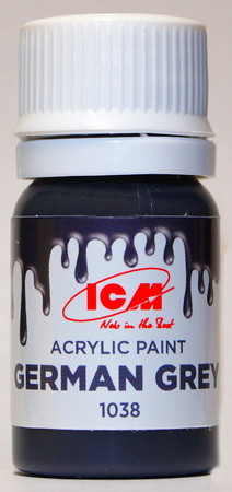 C1038 ICM Краска акриловая для творчества, цвет "Немецкий серый" (German Grey), 12 мл.