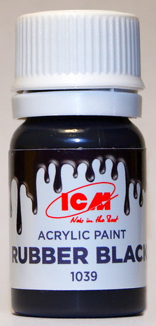 C1039 ICM Краска акриловая для творчества, цвет "Резина черная" (Rubber Black), 12 мл.
