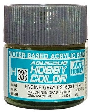 H339 Mr.Hobby Краска акриловая полуматовая "Машинный серый FS16081" / Engine Gray FS16081, 10 мл. H339 Mr.Hobby Краска акриловая полуматовая "Машинный серый FS16081" / Engine Gray FS16081, 10 мл.