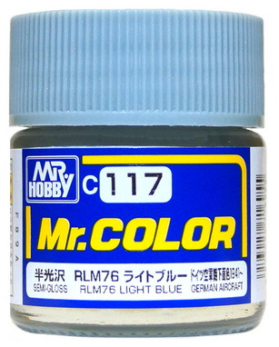 C117 Mr.Hobby Краска эмалевая полуглянцевая "Светло-голубой RLM76" / Light Blue RLM76, 10 мл.