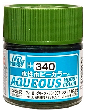 H340 Mr.Hobby Краска акриловая полуматовая "Полевой зеленый FS34097" / Field Green FS34097, 10 мл. H340 Mr.Hobby Краска акриловая полуматовая "Полевой зеленый FS34097" / Field Green FS34097, 10 мл.