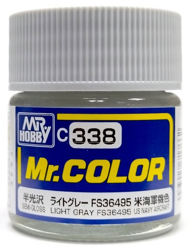 C338 Mr.Hobby Краска эмалевая полуглянцевая "Светло-серый FS3495 / LIGHT GRAY FS36495, 10 мл.