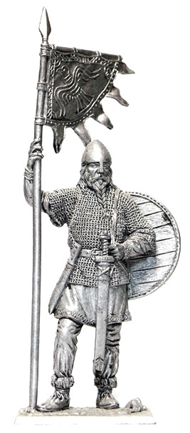 Оловянная миниатюра "Викинг со знаменем, 9-10 века"