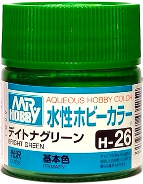 H 26 Mr.Hobby Краска акриловая глянцевая "Ярко-зеленый" / Bright Green, 10 мл. H 26 Mr.Hobby Краска акриловая глянцевая "Ярко-зеленый" / Bright Green, 10 мл.