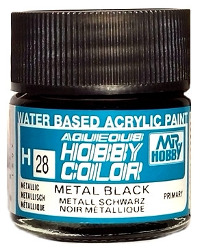 H 28 Mr.Hobby Краска акриловая металлик "Черный металл" / Metal Black, 10 мл.